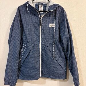 Billabong Windbreaker Jacket Blue Zip Up Hooded Lightweight Size Small